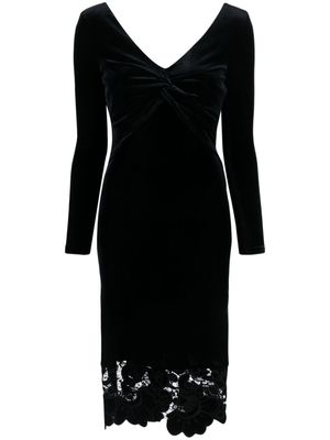 NISSA lace-detailing V-neck dress - Black