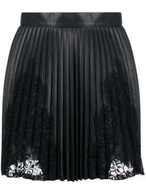 NISSA lace-panelling pleated miniskirt - Black