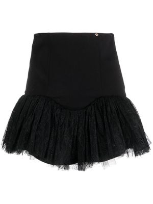 NISSA lace-ruffle mini skirt - Black