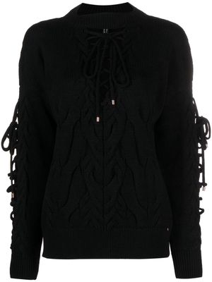 NISSA lace-up wool-blend jumper - Black