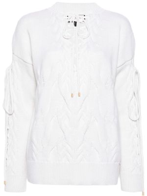 NISSA lace-up wool-blend jumper - White