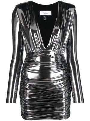 NISSA lamé-effect ruched minidress - Silver