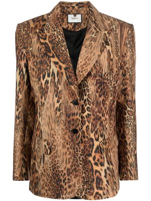 NISSA leopard-print single-breasted blazer - Brown