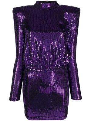 NISSA long-sleeve sequinned minidress - Purple