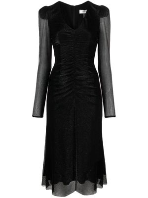 NISSA lurex semi-sheer dress - Black