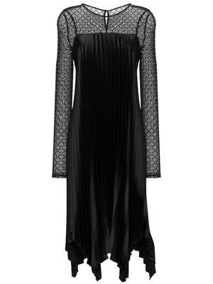 NISSA mesh-panel pleated dress - Black