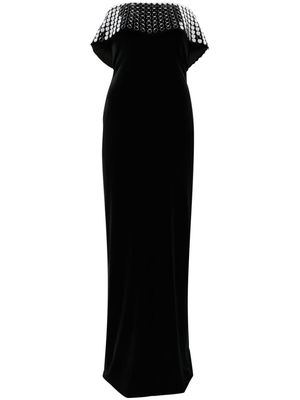 NISSA mirror-embellished velvet gown - Black