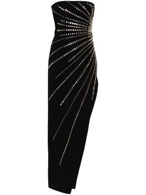 NISSA mirrored-studs asymmetric maxi dress - Black