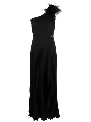 NISSA one-shoulder pleated maxi dress - Black