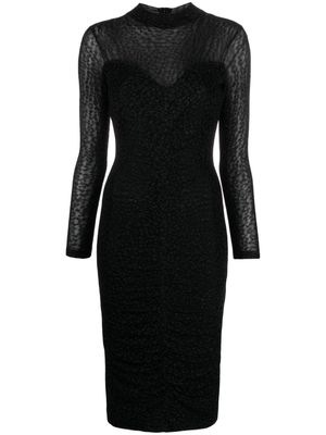 NISSA patterned jacquard midi dress - Black
