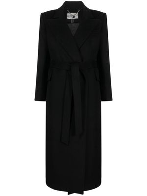 NISSA peal-lapels belted maxi coat - Black