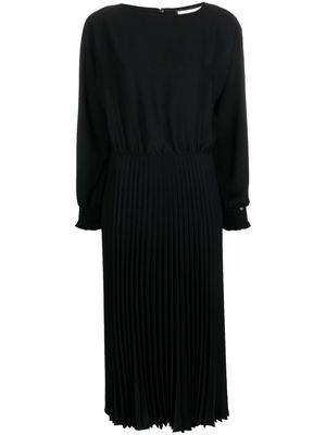 NISSA pleated-skirt midi dress - Black