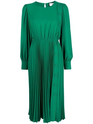 NISSA pleated-skirt midi dress - Green