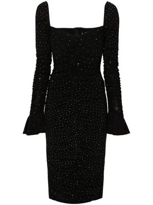 NISSA rhinestone-embellished bodycon dress - Black