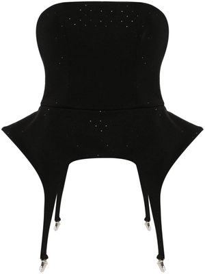 NISSA rhinestone-embellished boned top - Black