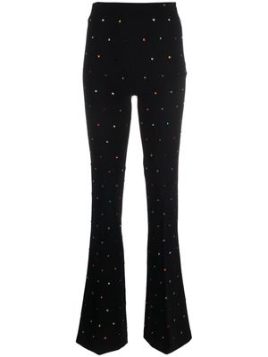 NISSA rhinestone-embellished flared trousers - Black