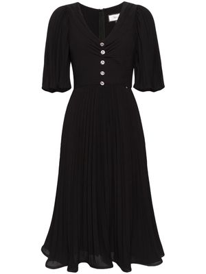 NISSA rhinestone-embellished pleated dress - Black