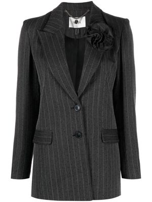 NISSA rose-appliqué rhinestoned blazer - Grey