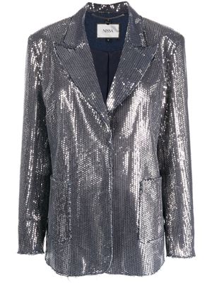 NISSA sequinned denim blazer - Silver