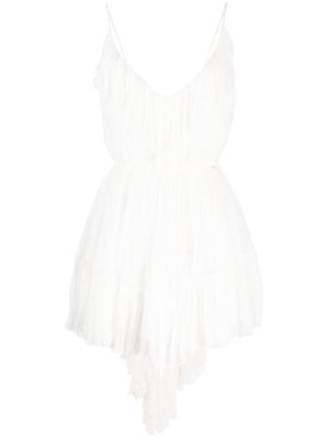 NISSA silk asymmetric short dress - White