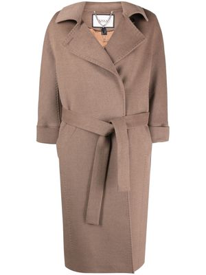 NISSA single-breasted belted maxi coat - Neutrals