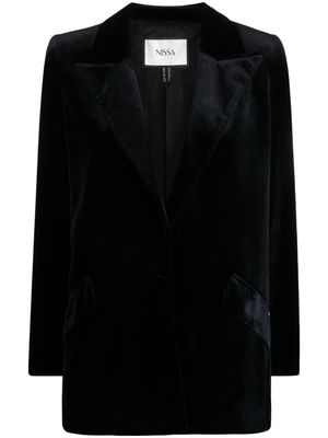 NISSA single-breasted velvet blazer - Black