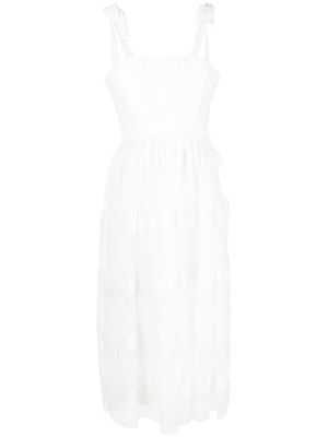 NISSA sleeveless semi-sheer midi dress - White
