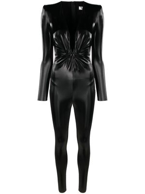 NISSA V-neck high-shine jumpsuit - Black