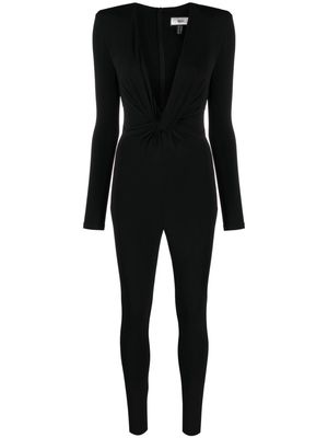 NISSA V-neck stretch-design jumpsuit - Black