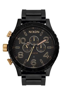 Nixon 51-30 Chronograph Bracelet Watch, 51mm in Matte Black /Gold 