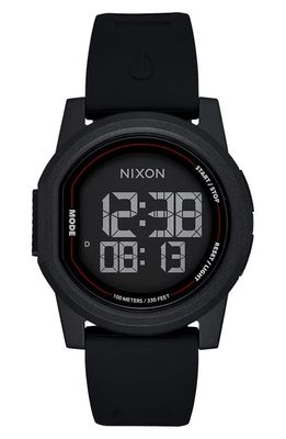 Nixon Disk Digital Silicone Strap Watch, 39mm in Black /Black /Negative 