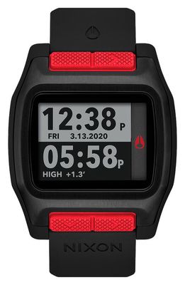 Nixon High Tide Digital Silicone Strap Watch, 44mm in Black /Red 