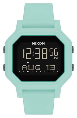 Nixon Siren Digital Recycled Plastic Strap Watch, 36mm in Aqua 