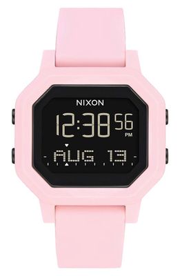 Nixon Siren Digital Recycled Plastic Strap Watch, 36mm in Pale Pink 