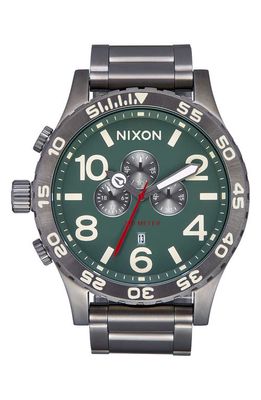 Nixon 'The 51-30 Chrono' Watch, 51mm in Light Gunmetal /Dark Forest 