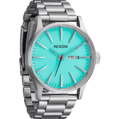 Nixon The Sentry Bracelet Watch, 42mm in Silver /Turquoise 