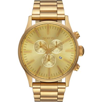 Nixon 'The Sentry' Chronograph Bracelet Watch, 42mm in Gold 