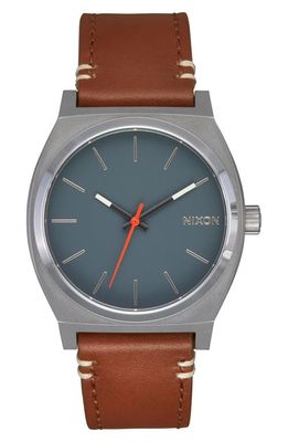 Nixon Time Teller Leather Strap Watch