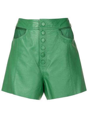 Nk cut-out detail leather shorts - Green