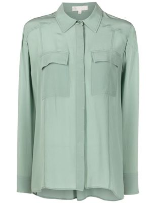 Nk flap-pockets silk shirt - Green