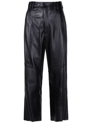 Nk four-pocket leather cropped trousers - Black
