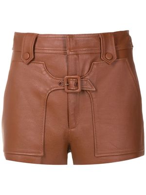 Nk Frida high-waisted leather shorts - Brown