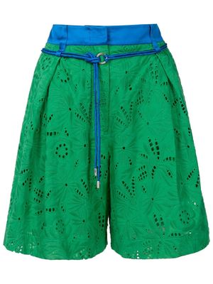 Nk lace embroidered shorts - Green