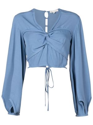 Nk puff-sleeve cropped top - Blue