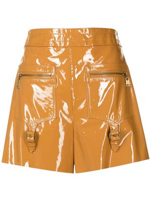 Nk Vicky patent-finish shorts - Brown