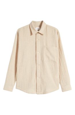 NN07 Adwin 5366 Puckered Wool Blend Button-Up Shirt Jacket in Ecru