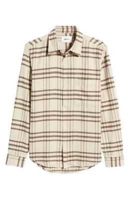 NN07 Arne 5166 Plaid Cotton Flannel Button-Up Shirt in Creme Check
