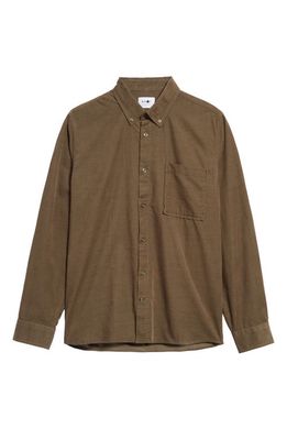 NN07 Arne 5723 Cotton Corduroy Button-Down Shirt in Dark Clay