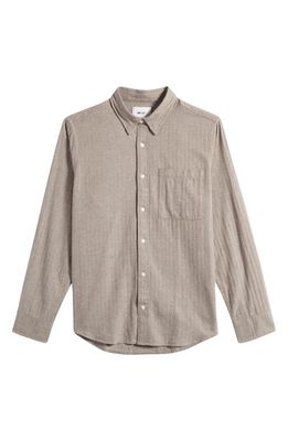NN07 Cohen 5726 Cotton Herringbone Button-Up Shirt in Khaki Melange