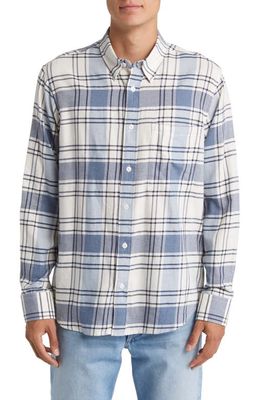 NN07 Cohen 5972 Plaid Cotton Flannel Button-Up Shirt in Blue Check